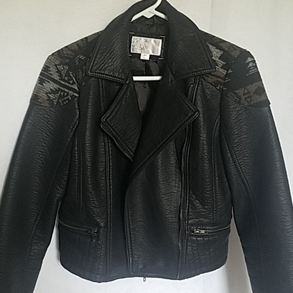 Black Jacket with Tweed Aztec Trim sz Small